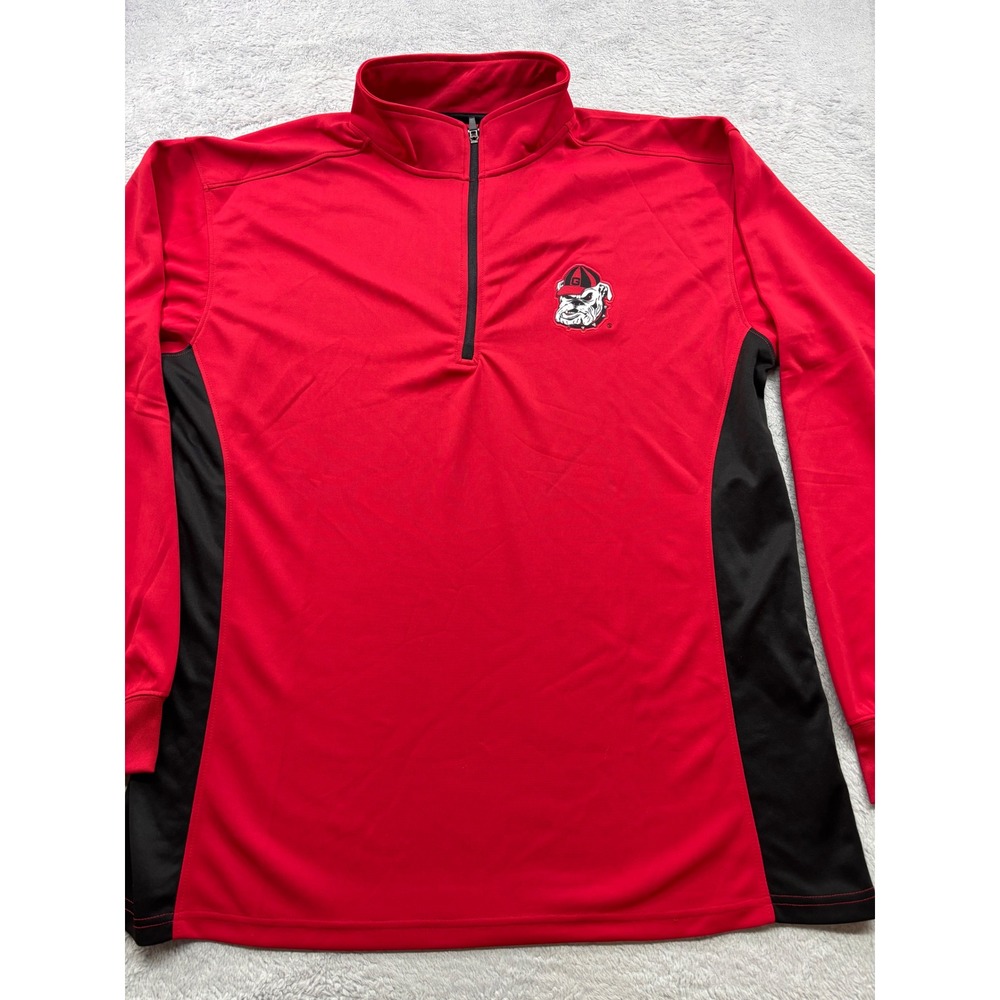 Profile Varsity Georgia Bulldogs NCAA Mens XLT Red Black 1/4‎ Zip Pullover NWT